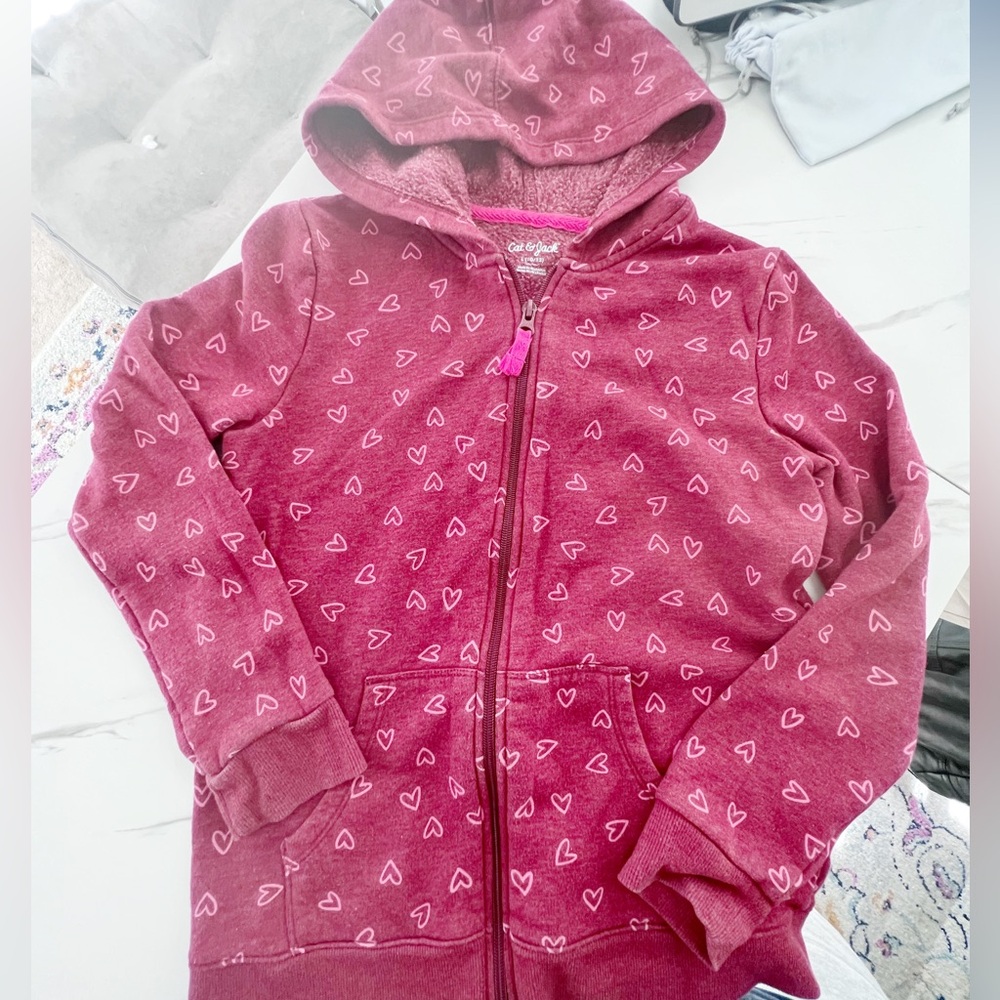 Cat & Jack Girls Heart Zip Up Sweatshirt